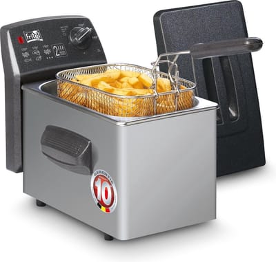 FRITEL Frituurpan - Turbo SF® 4050 - Friteuse met Antistofdeksel - Olie + Vast Vet - 1-2 personen - 2000W - 2 liter - 10 jaar Garantie