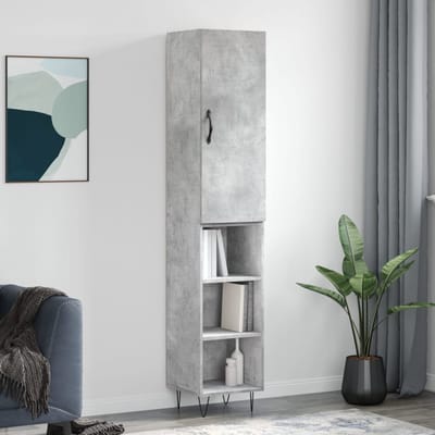 vidaXL - Hoge - kast - 34,5x34x180 - cm - bewerkt - hout - betongrijs