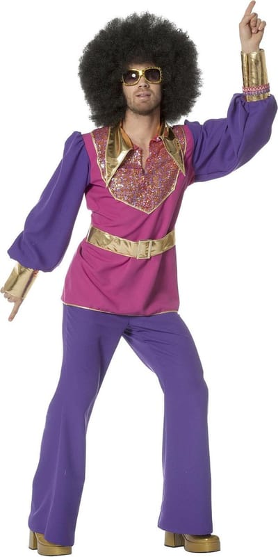 Wilbers & Wilbers - Jaren 80 & 90 Kostuum - Glamour Disco King - Man - paars,roze - Maat 52 - Carnavalskleding - Verkleedkleding