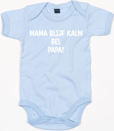 Rompertje Mama Blijf Kalm Bel Papa-Dusty Blue-6-12 Maanden