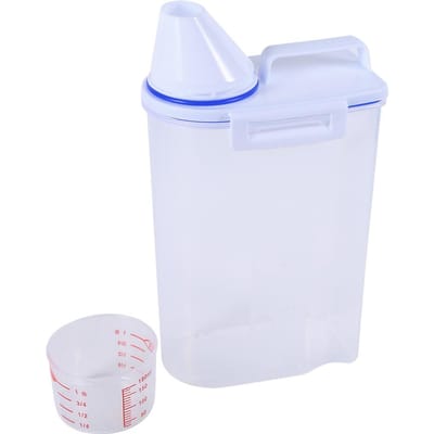 Ensemble de Boîtes de Rangement pour Aliments pour Animaux Distributeur d'Aliments Secs pour Chien Chat Facile à Verser Avec Tasse Fournitures pour Animaux de Compagnie white