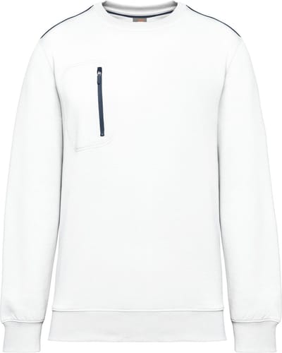 WK. Designed To Work Day To Day unisex sweater met zip contrasterende zak WK403 - White / Navy - 4XL