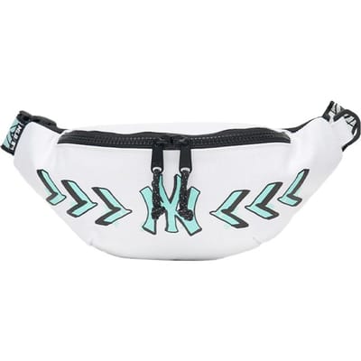 MLB New York Yankees Bloc de Couleur Flèche Tendance Sportive Vêtement de Travail Toile de Nylon Sac Ceinture Unisexe Sac Ceinture Blanc 3AHSM032N-50WHS White