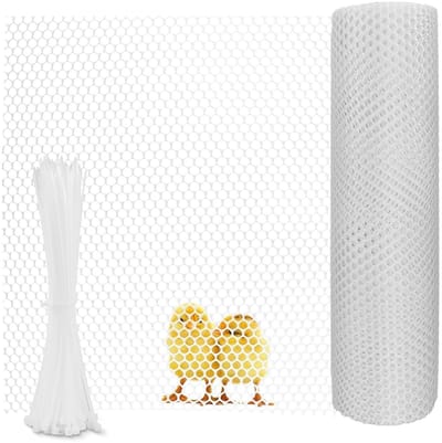 Plastic Tuinhek met Gatdiameter van 0,8 cm voor Honden, Kippen en Balkon, 40 cm × 9 m, Wit