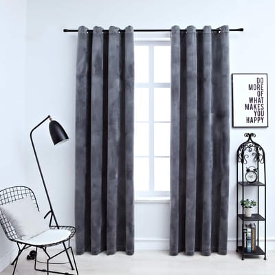 vidaXL - Gordijn - verduisterend - ringen - 2 - st - 140x175 - cm - fluweel - antraciet