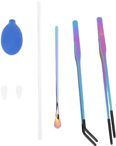 Dailygoods- Reptielenvoer - Gereedschapsset Roestvrij Staal - Voedingspincetten - Druppelaar met Siliconen Punt - Waterplanten - Hygiënisch en Multifunctioneel - Voedertang