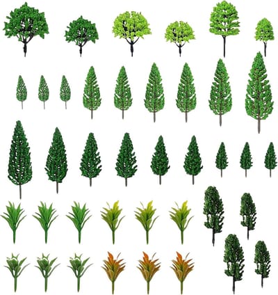 Miniatuurbomen set van 40 stuks voor modelbouw, 3.5-11 cm, gemengde bomen voor miniatuurlandschappen en zandbakmodellen