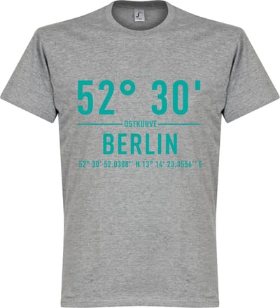 Hertha BSC Olympiastadion Coördinaten T-Shirt - Grijs - XXL