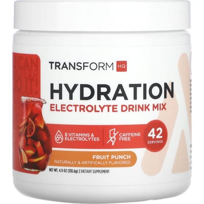 TransformHQ, Hydratation, Mélange de boisson électrolytique, Saveur Punch aux fruits, 4,9 oz (138.6 g)