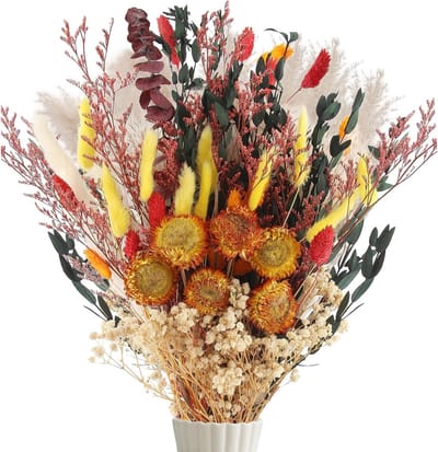 Decoratieve Gedroogde Bloemen Set van 75 Stuks, Inclusief 9 Soorten voor Vazen, Natuurlijke Pampas Grassen voor Woonkamer en Bruiloften, Multicolore Arrangements