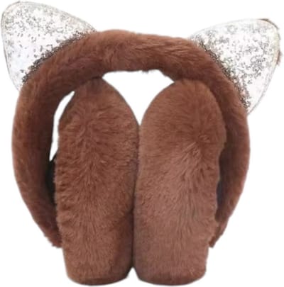 Oorwarmers kind - winter - warm - meisjes - kattenoortjes - glitters - bruin