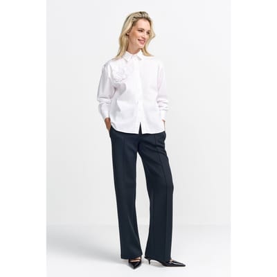Rich & Royal Cotton Blouse With Flower Detail White Size: 36 | Blouses Outlet | Dames | Wit