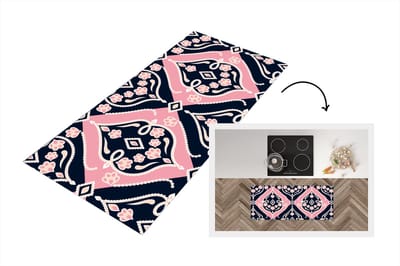 Keukenloper - Loper keuken - Bloemen - Roze - Ornament - Design - 120x50 cm - Keukenloper vinyl