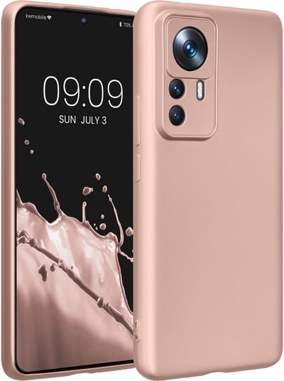 kwmobile metallic telefoonhoesje van TPU - geschikt voor Xiaomi 12T Pro - Flexible case voor smartphone - In metallic roségoud