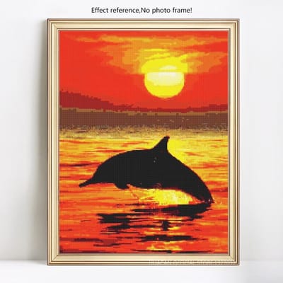 Peinture au Diamant 5D DIY Ronde Complète Animal Dauphin Broderie Vente Image Strass 20X30 yellow