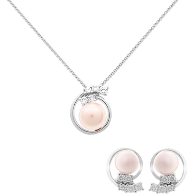 Orphelia 'Alanna' Dames 925 Sterling Zilveren Set: Ketting-Pendule + Oorbellen - Zilver SET-7117
