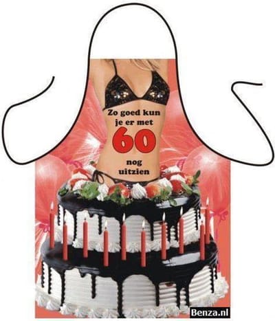 Benza Schort 60 Jaar - Sexy/Leuke/Grappige/Mooie Keukenschort - Vrouw