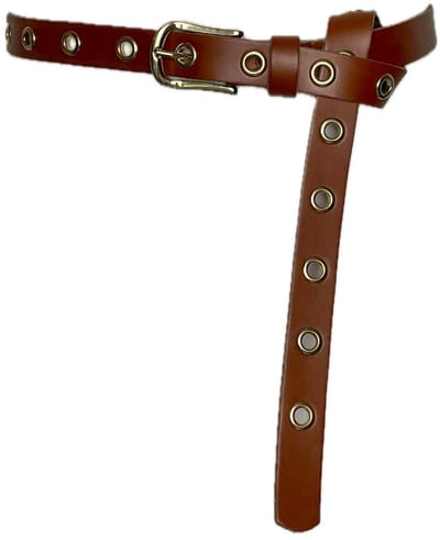 cognac damesriem 135cm met mooie gesp /knoopriem met ringen / tailleriem / heupriem
