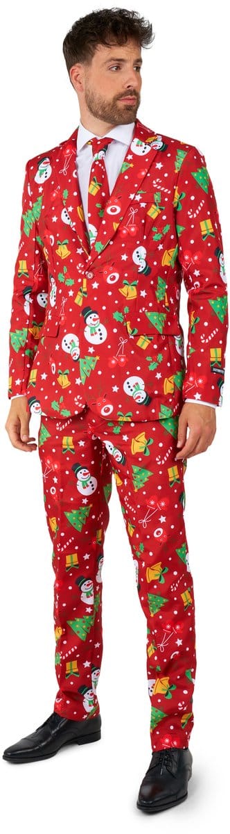 Suitmeister Christmas Red Icons - Light Up - Heren Pak - Kerst - Rood - Maat M