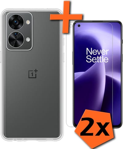 Hoes - Met 2x Screenprotector - Geschikt voor OnePlus Nord 2T - Sterk & Shockproof - Back Cover - Siliconen Case - Telefoon Hoes - Transparant