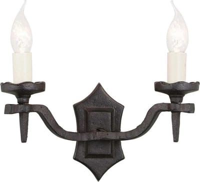 Landelijke Wandlamp - Steady Lighting - Metaal - Landelijk - E14 - L: 15cm - Voor Binnen - Woonkamer - Eetkamer - Zwart