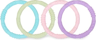 Bumkins - Silicone Teething Rings 4 Pack | Siliconen Baby Bijtringen (4 stuks) - Spring
