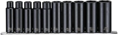 9-delige Metrische Diepe Slagdoppen Set 1/2 Inch Vierkante Aandrijving