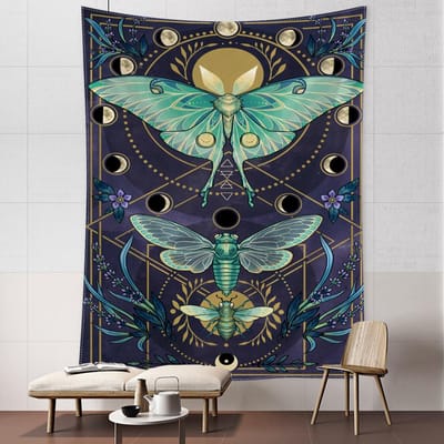 Kleurrijk Geometrisch Vlinder Wandtapijt Muurhanger Boheemse Kunst Hippie Tapitz Woonkamer Slaapkamer Huisdecoratie 95x73CM