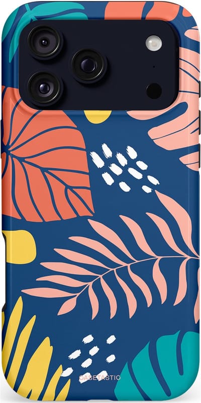 Casetastic hoesje geschikt voor Apple iPhone 17 Pro Max - MagSafe - Dubbellaagse bescherming - Zwoele avond - Fashion Case - Donkerblauw Perzik Goud Koraal