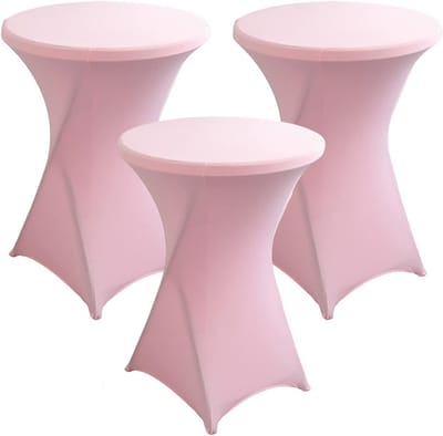 Set van 3 stretch statafelhoezen - bistrotafels Ø 60/80 cm, onderhoudsvriendelijk, afwasbaar, sneldrogend, hoogwaardige tafelhoezen voor statafels, roze, 60 cm