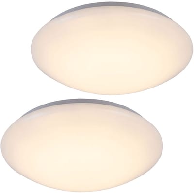 Plafondlamp LED plafondlamp woonkamer wit rond, metaal acryl, 16W 880lm warm wit, DxH 34.5x9 cm, set van 2
