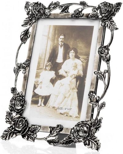 AL - Klassiek Verzilverde Fotolijst - Roos Strass - 9 x 13 cm