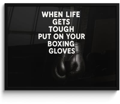 Poster in lijst - Fotolijst 80x60 cm - Posters - Tekst - Bokshandschoenen - Wit - Posterlijst zwart - Decoratie - Wanddecoratie woonkamer - Muurdecoratie slaapkamer