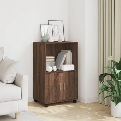 vidaXL - Rolkast - 55x40x91 - cm - bewerkt - hout - bruin - eikenkleurig