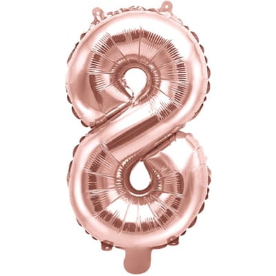 Folie ballon nummer 8 - 35cm Roségoud (1 stuks) - PartyDeco