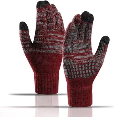 Grote maat herenhandschoenen gebreid – warme thermische handschoenen met touchscreen en antislip grip – zachte, elastische rijhandschoenen voor herfst, winter, koud weer en buiten