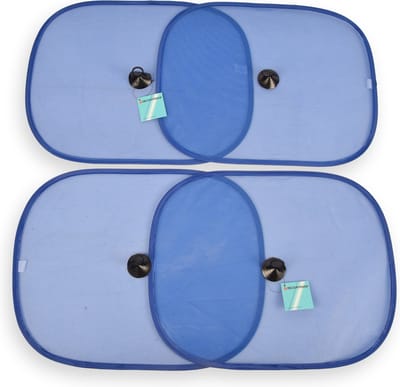 Set van 4 Stuks Rechthoekige Zonneschermen voor Auto - Blauw - 44cm x 36cm - Met Zuignappen - Voorruit & Achterruit - Alledaagse Autoaccessoires