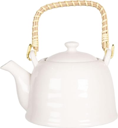 Clayre & Eef Theepot met Filter 600 ml Wit Porselein