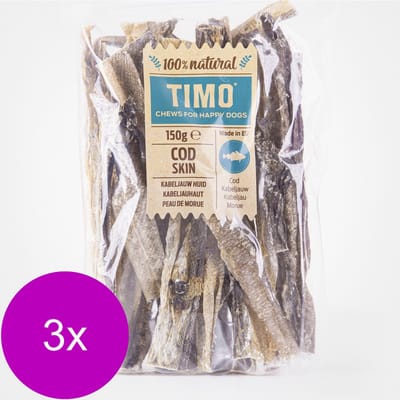 Timo Kabeljauwhuid - Hondensnacks - 3 x 150 g