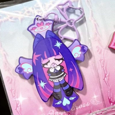 Bas Auto-fixant avec Porte-jarretelles Bas Collants Cosplay Porte-clés Kawaii Pendentif Acrylique Porte-clés Chaîne de Clés Accessoires de Sac blue
