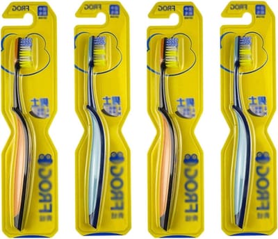 Tandenborstel set - Handtandenborstels - Dagelijkse mondhygiëne - Met tongreiniger - 4 stuks - Assorti