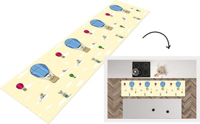 Keukenloper - Loper keuken - Patroon - Muis - Luchtballon - 200x50 cm - Keukenloper vinyl