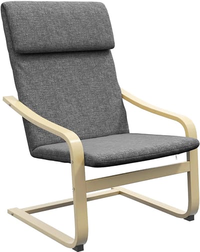 Sweiko Fauteuil - Met hoofdsteun - Maximale belasting 120kg - Linnen + massief hout - Grijs