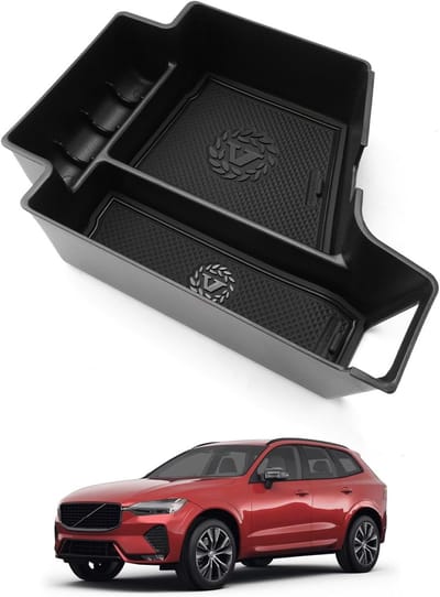 Opbergdoos voor middenconsole, geschikt voor XC60, XC90, V60, S60, V90, S90 (2017-2025), met antislip bodem en diverse schappen voor optimaal gebruiksgemak