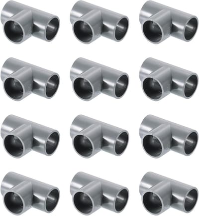 PVC T-stukken - Hoekverbinders - Meubels Bouwen - Meubelkwaliteit PVC - 12 stuks - Grijs