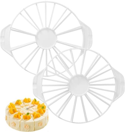 Dailygoods- Taartsnijder Verstelbaar - Taartverdeler 10/12 Punten - Set van 2 - Kunststof - Vaatwasserbestendig - Duurzaam Materiaal