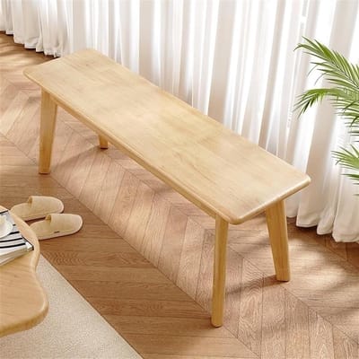 Houten Bank - Schoenenbank Entree - Zitplaats Creëren - Massief Hout - 140 cm - Natuurlijk Hout