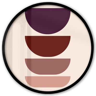 Poster in lijst Rond - Fotolijst 40x40 cm - Posters - Harmonieus - Symmetrisch - Rood - Ronde posterlijst zwart - Decoratie - Wanddecoratie woonkamer - Muurdecoratie slaapkamer
