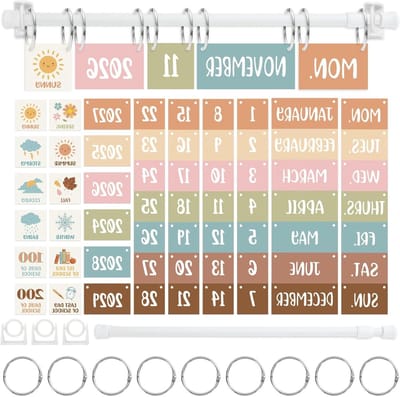 Boho Kalender Set - Klas Kalender Prikbord Decoratie - Klaslokaal Organiseren - 81 Delige Set - 415 cm Pakket