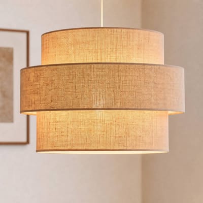 Duolla Hanglamp Space, jute, 1-lamp, textiel, E27